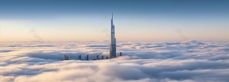 雾中的城市天际线航拍视角背景图,高清,摄影图,摄影图片,图片大全,摄影图免费下载